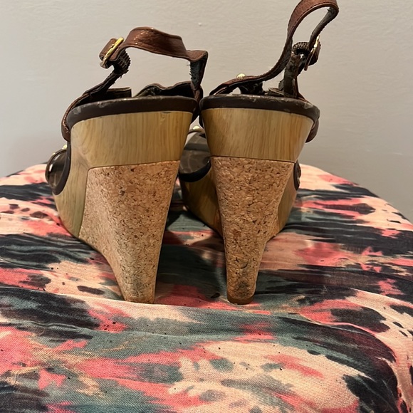 Jessica Simpson Studded Brown Leather Wedges - Picture 3 of 4